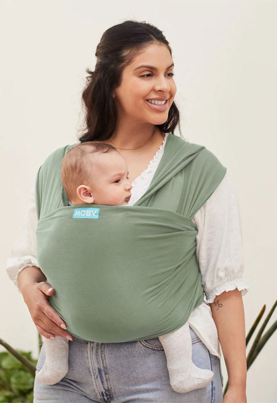 perfektes Tragegefühl im elastischen Moby Tuch Pear